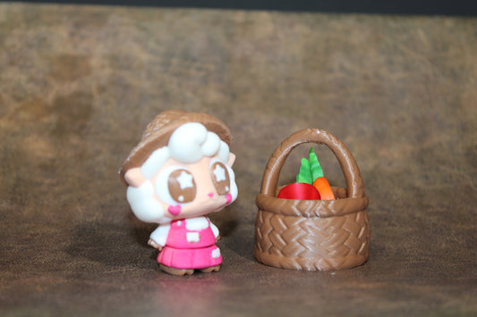 3D Printed Farmer Sheep with Basket and Vegetables