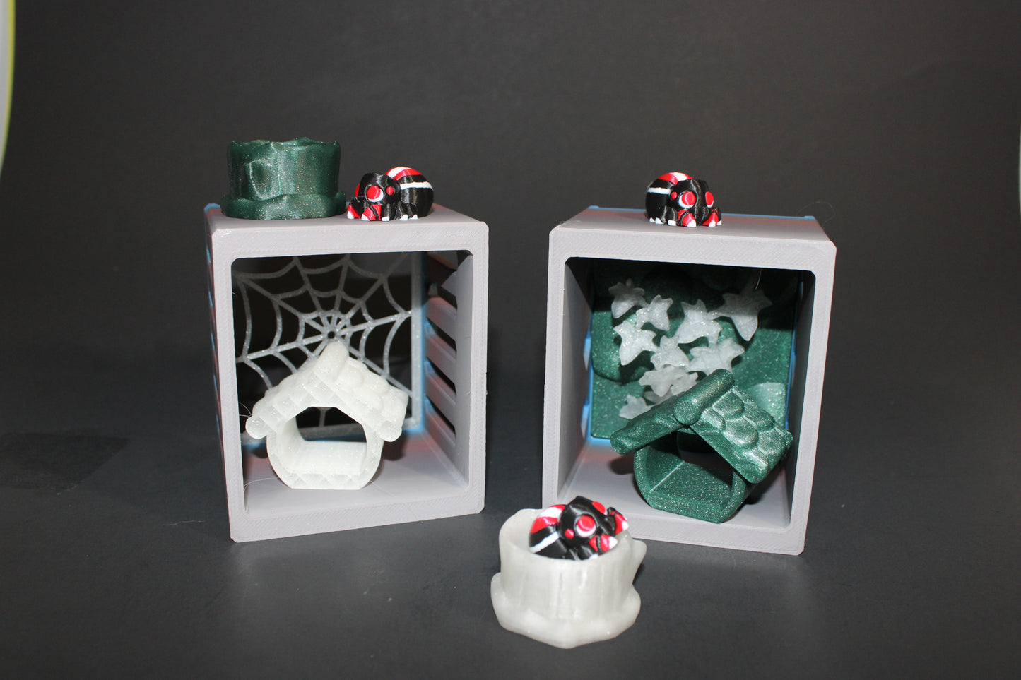 3D Printed Mini Jumping Spider Enclosure: Includes 2 mini spiders and 2 different style Enclosures - Wonderland 3D Printing 