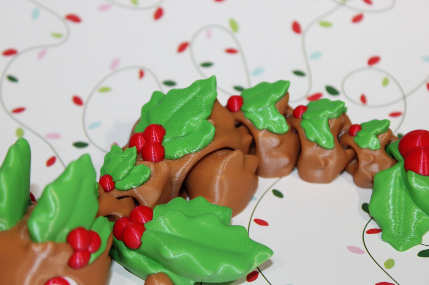 3D Printed Articulated Dragon Fidget Toy: Mistletoe Dragon 8.5" long