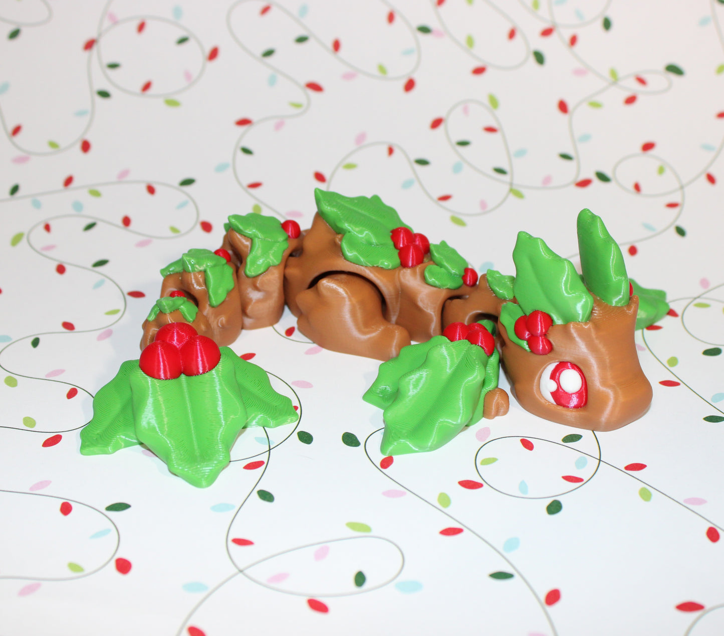 3D Printed Articulated Dragon Fidget Toy: Mistletoe Dragon 8.5" long