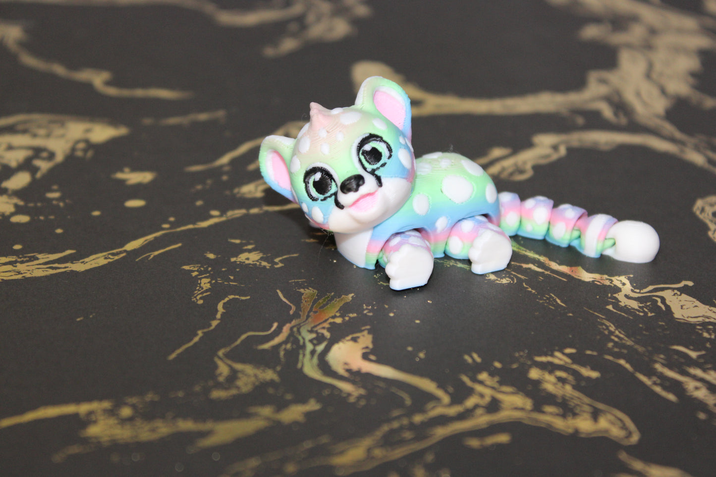 Baby Cheetah or Baby Snow Leopard 3D Printed Articulated Flexi Fidget Figurine - Wonderland 3D Printing 