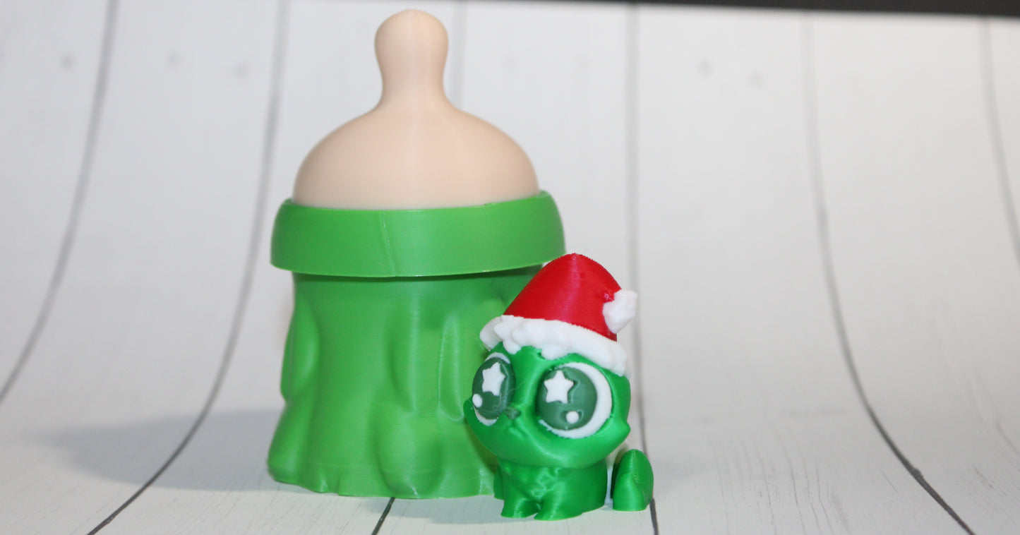 3D-printed Christmas Grumpy baby with Baby Bottle Container