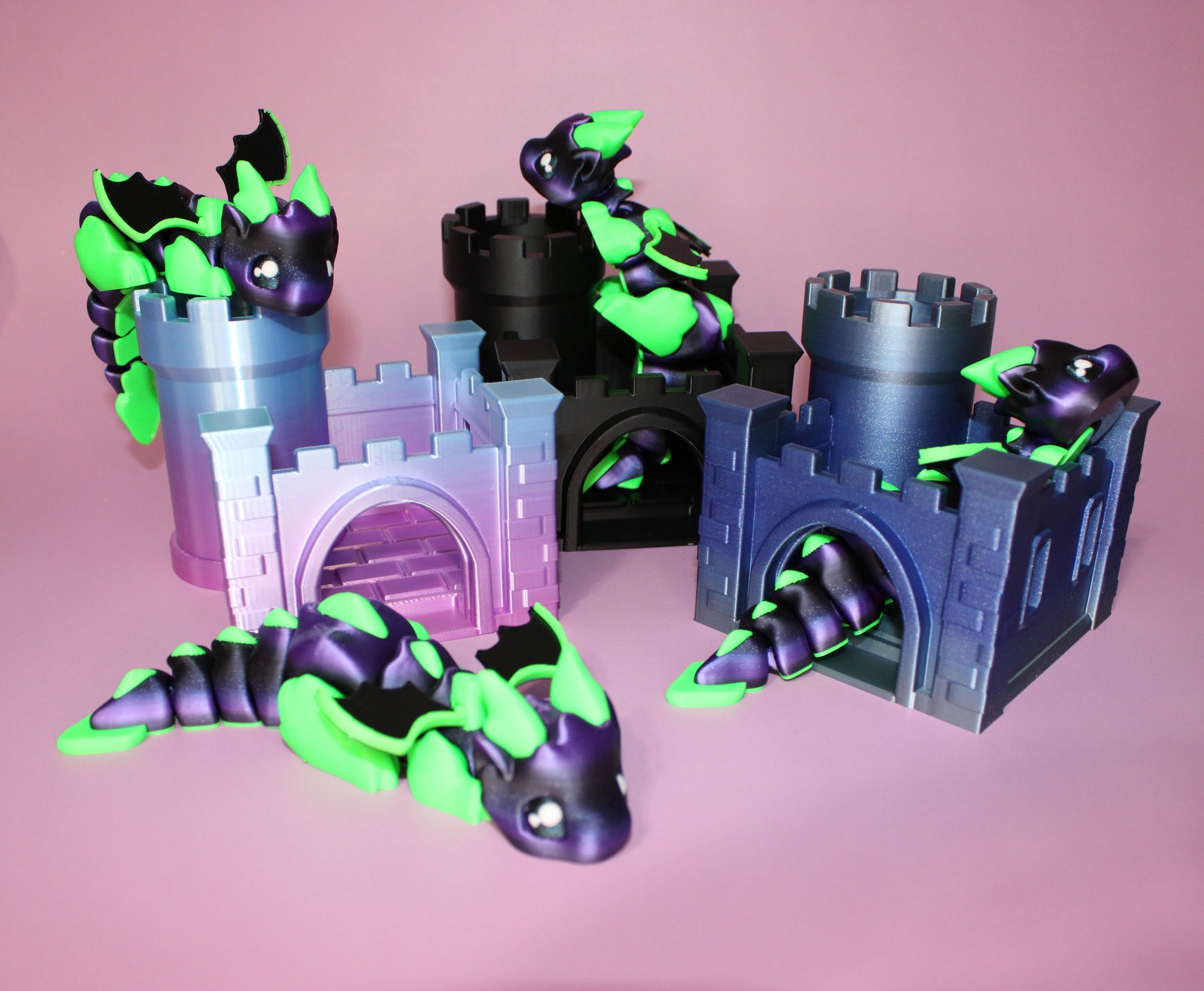Dragon with Tower Articulated 3d Printed Figurine - Wonderland 3D Printing 
