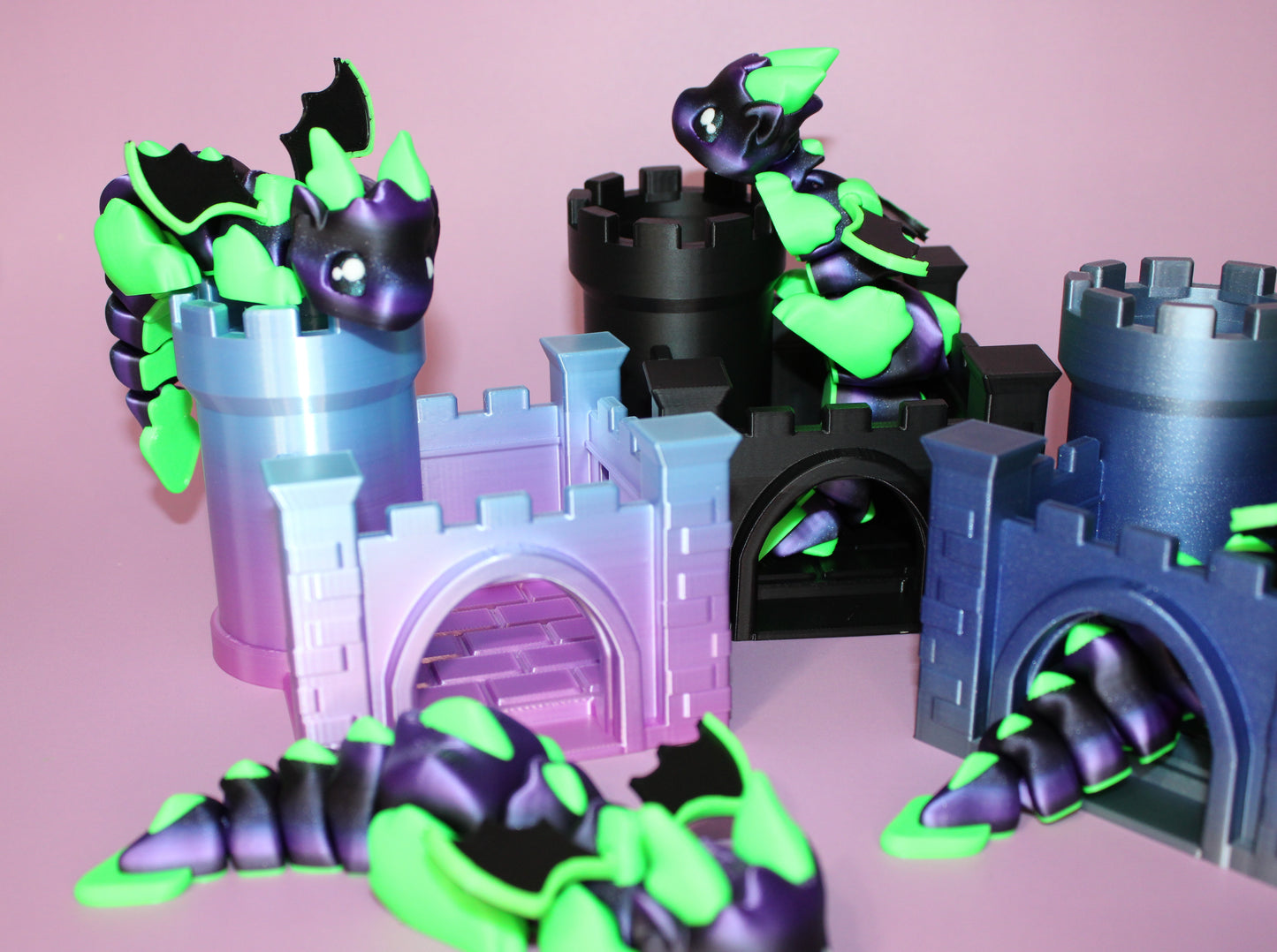 Dragon with Tower Articulated 3d Printed Figurine - Wonderland 3D Printing 
