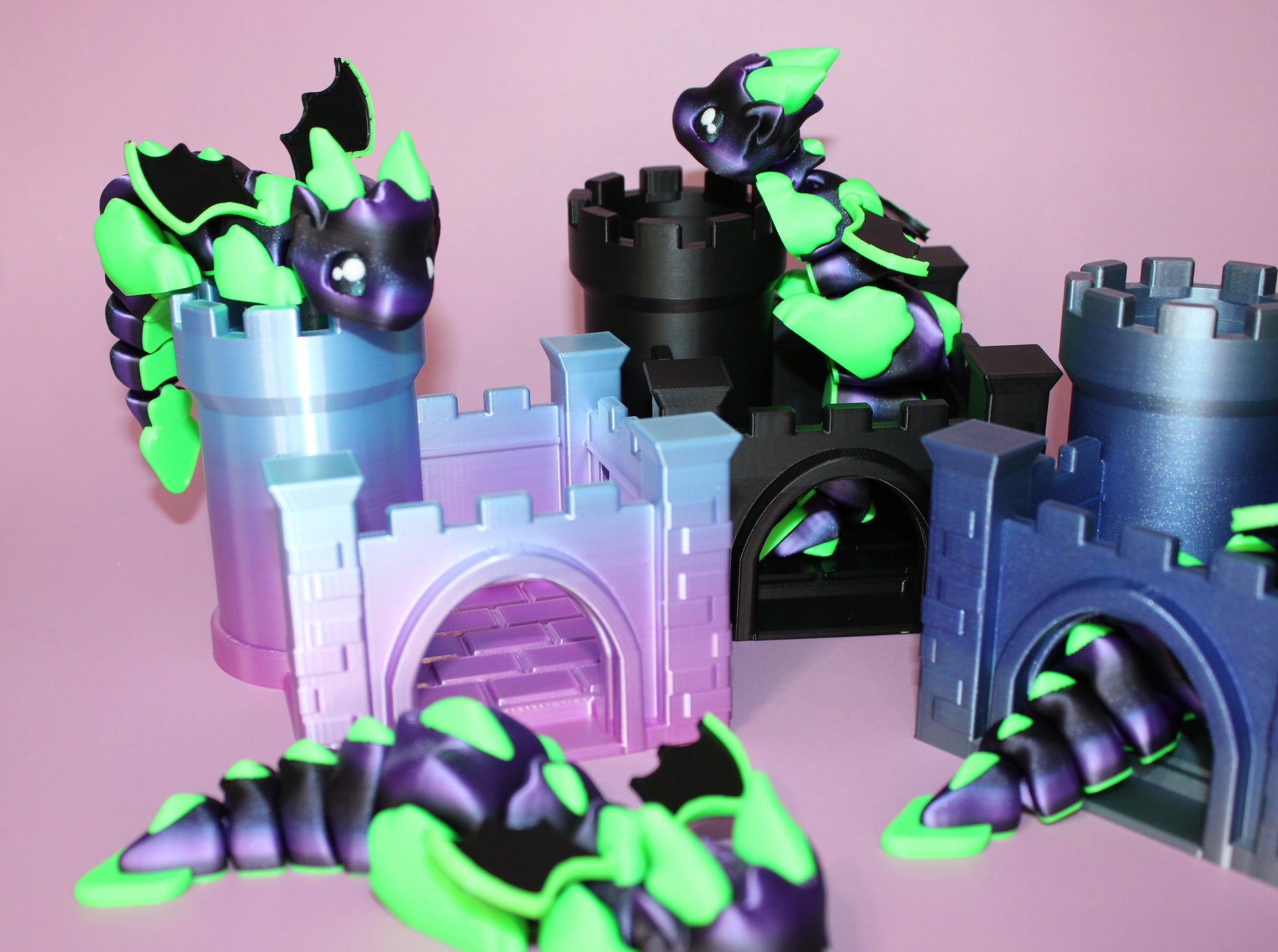 Dragon with Tower Articulated 3d Printed Figurine - Wonderland 3D Printing 