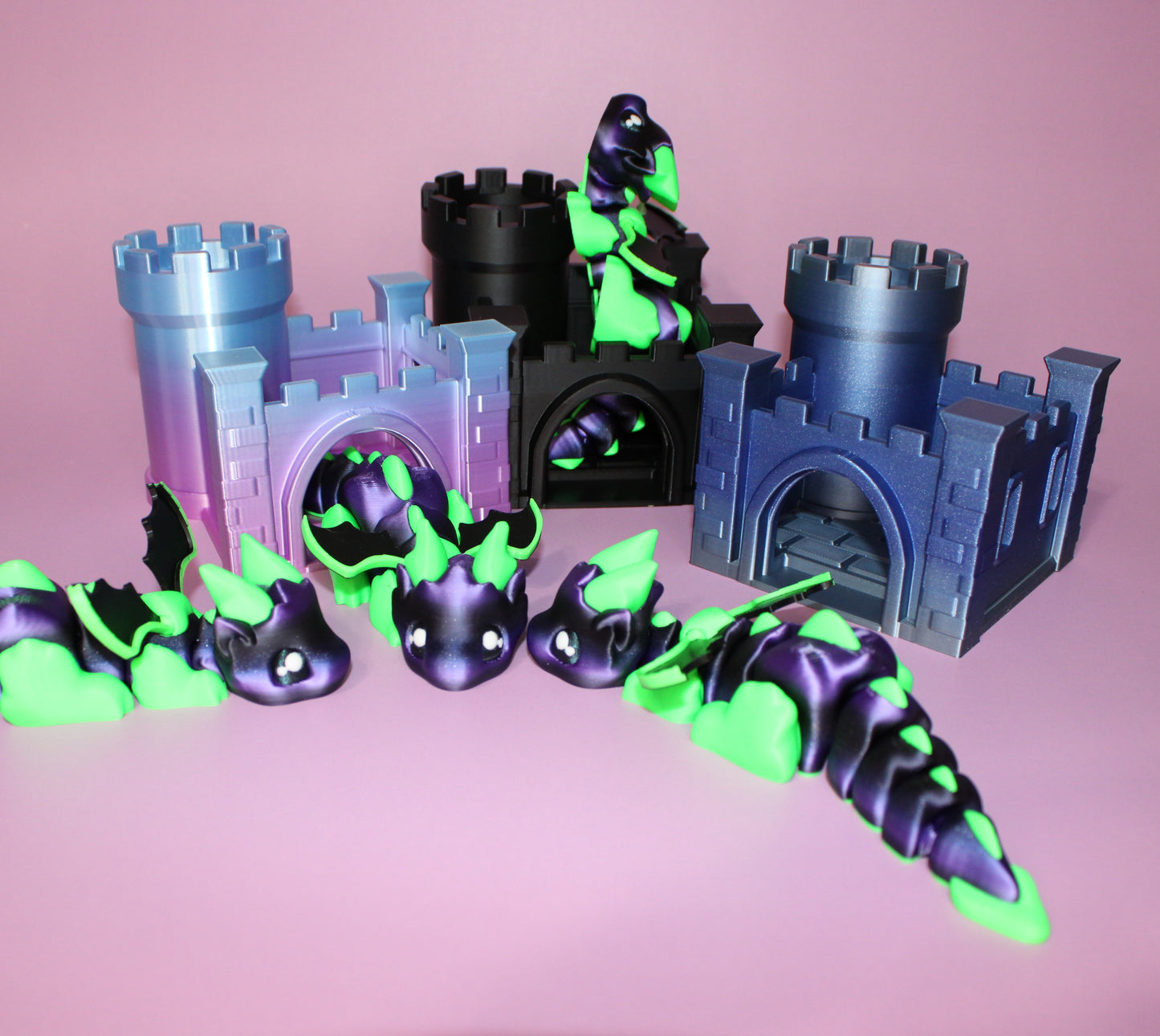 Dragon with Tower Articulated 3d Printed Figurine - Wonderland 3D Printing 