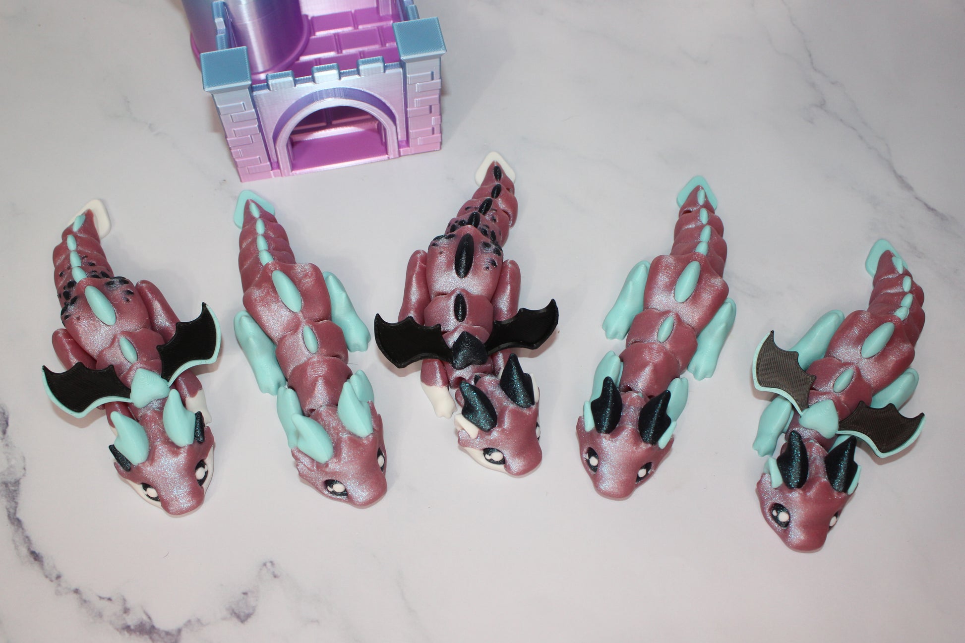 Dragon with Tower Articulated 3d Printed Figurine - Wonderland 3D Printing 