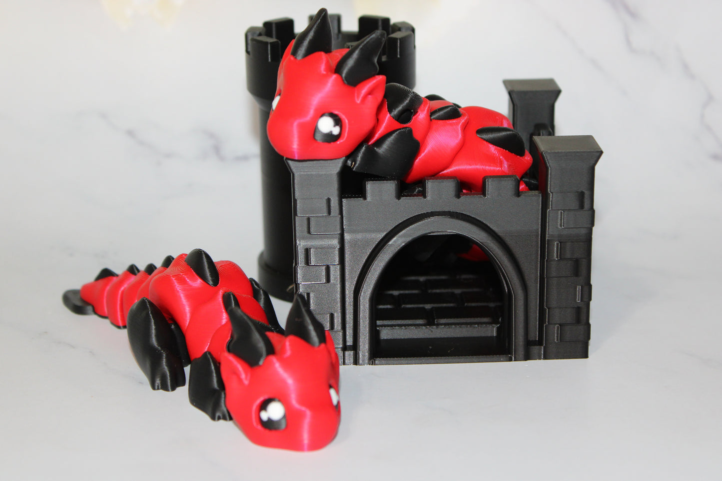 Dragon with Tower Articulated 3d Printed Figurine - Wonderland 3D Printing 