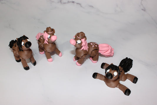 Horse or Horse with Cowboy Hat 3D Printed Articulated Flexi Figurine - Wonderland 3D Printing 