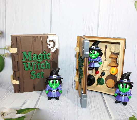 Magic Witch Set Book Container-with 2 Witches! Everything Included!! Each Book is Unique