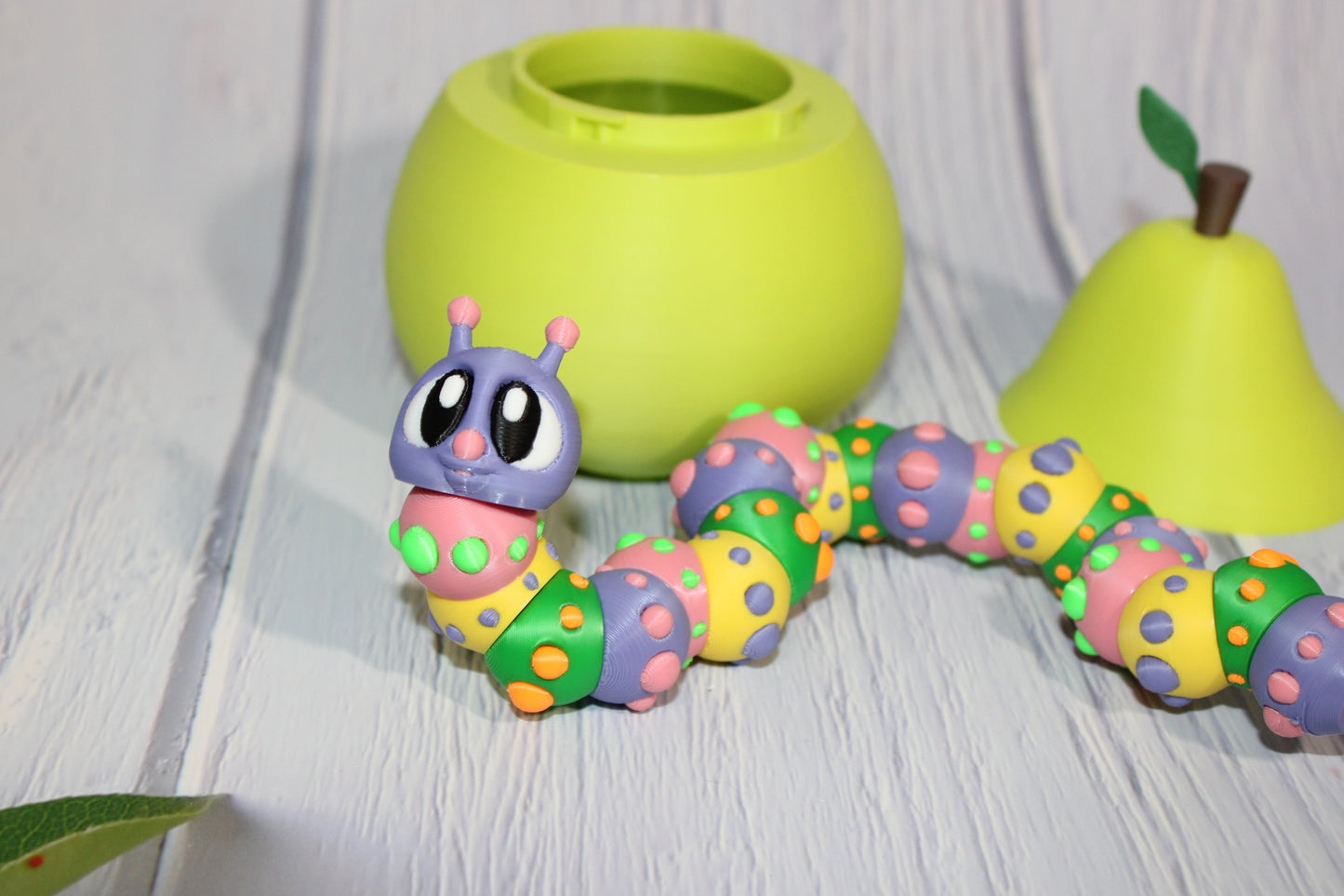 9" Flexi Caterpillar and Pear House-3D Printed Articulated