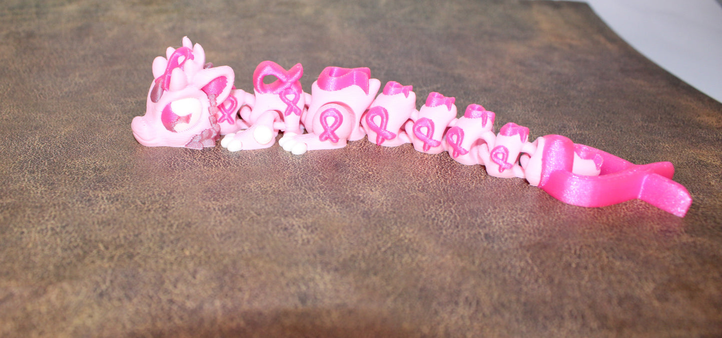 Infinity Dragon or Ribbon Awareness Dragons 3D Printed Articulated Figurine - Wonderland 3D Printing 