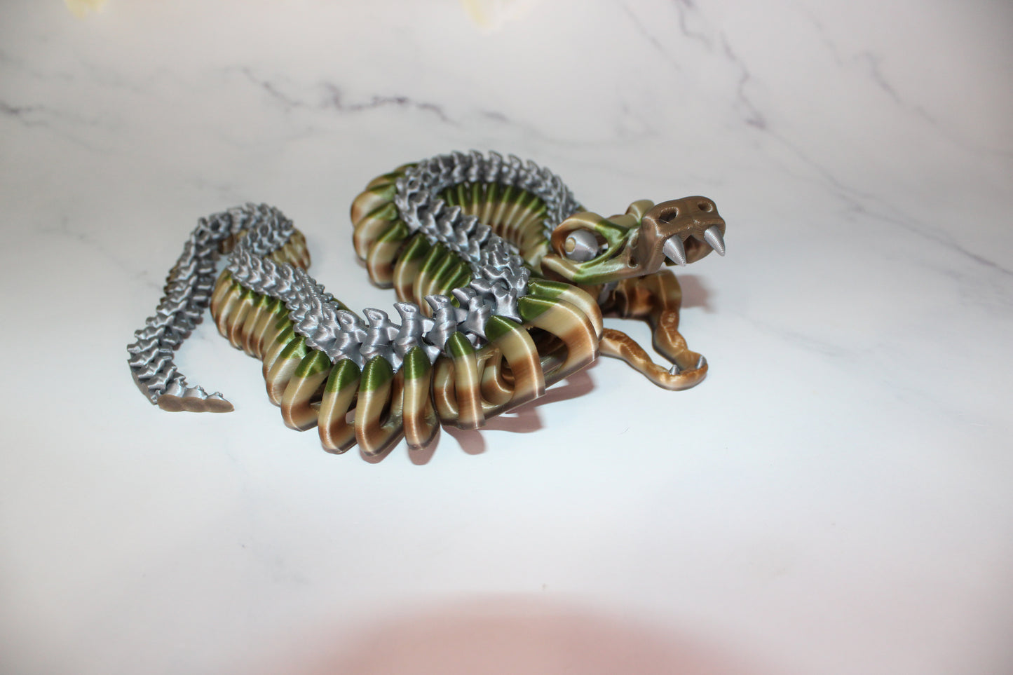Bone Snake 3d printed articulated Flexi Fidget Toy - Wonderland 3D Printing 