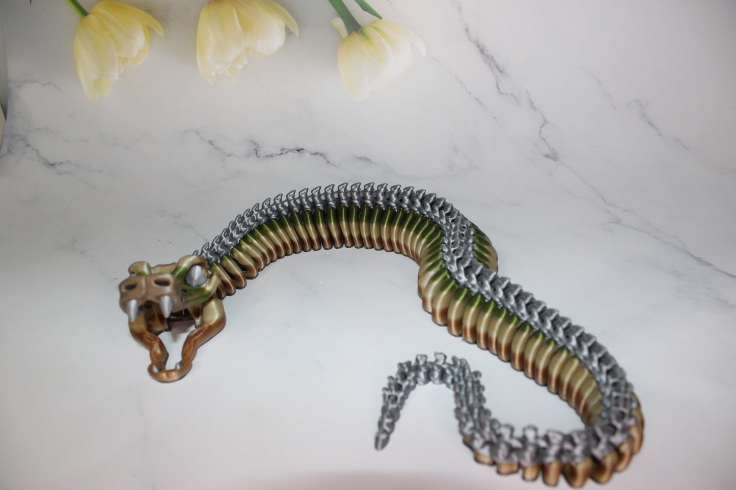 Bone Snake 3d printed articulated Flexi Fidget Toy - Wonderland 3D Printing 