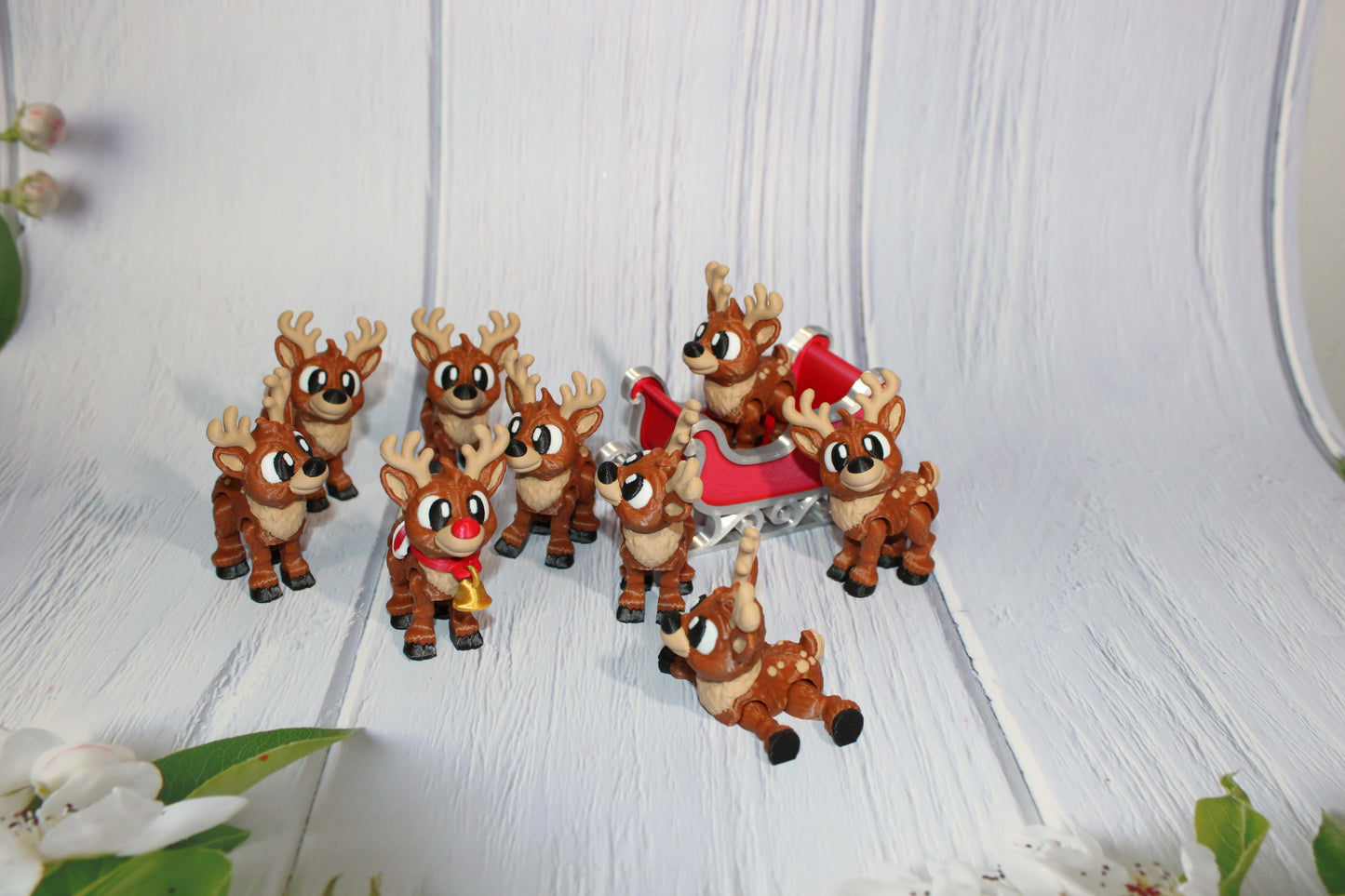 Flexi Reindeer with Sleigh-with 9 Reindeer! Everything Included!!
