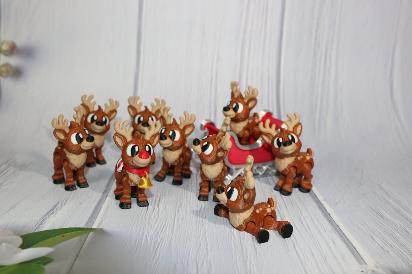 Flexi Reindeer with Sleigh-with 9 Reindeer! Everything Included!!