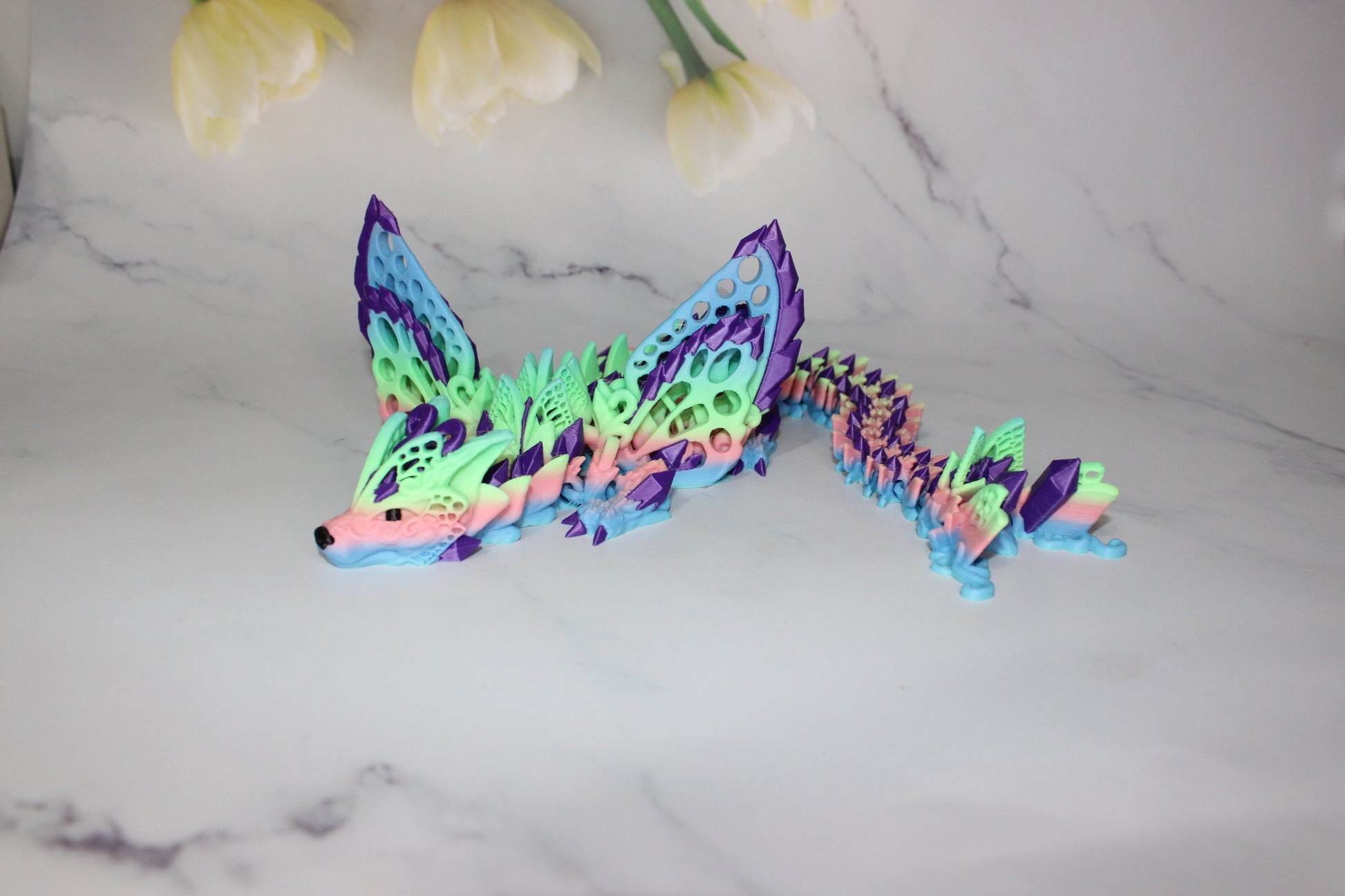 Fae Wolf Dragon or Baby Fae Wolf Dragon 3D Printed Full Color Articulated Figurine - Wonderland 3D Printing 