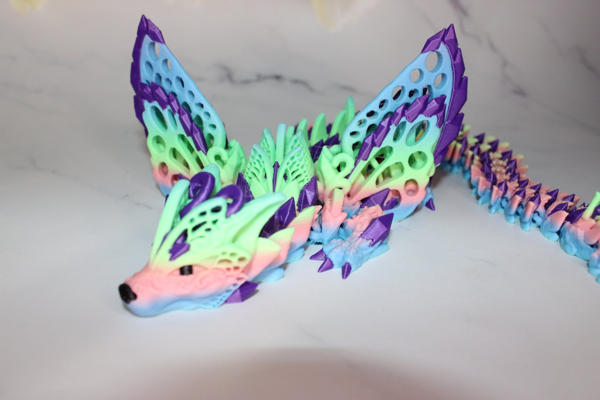 Fae Wolf Dragon or Baby Fae Wolf Dragon 3D Printed Full Color Articulated Figurine - Wonderland 3D Printing 