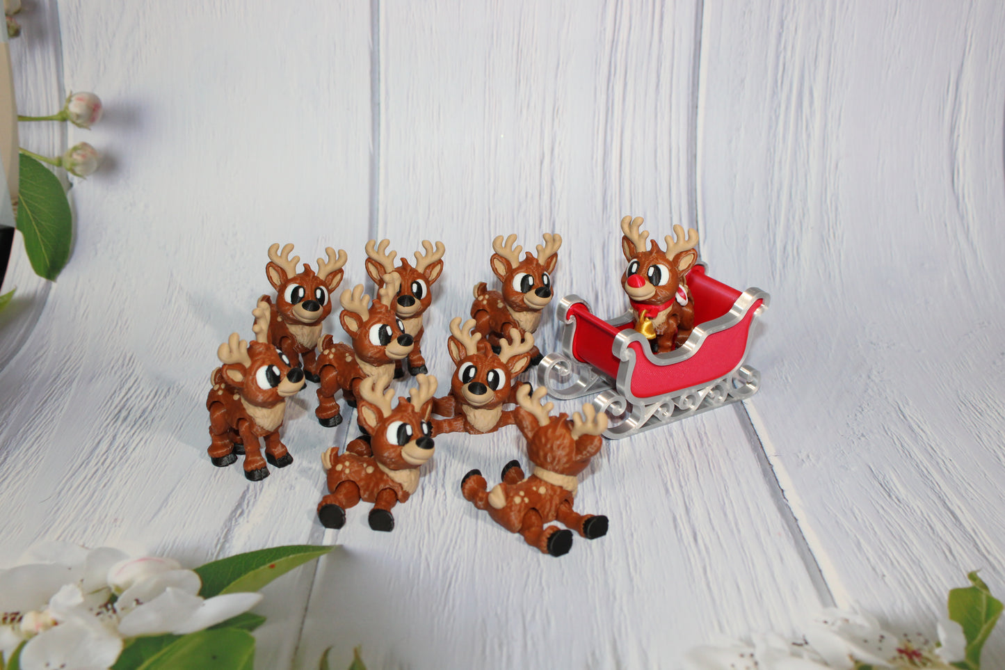 Flexi Reindeer with Sleigh-with 9 Reindeer! Everything Included!!