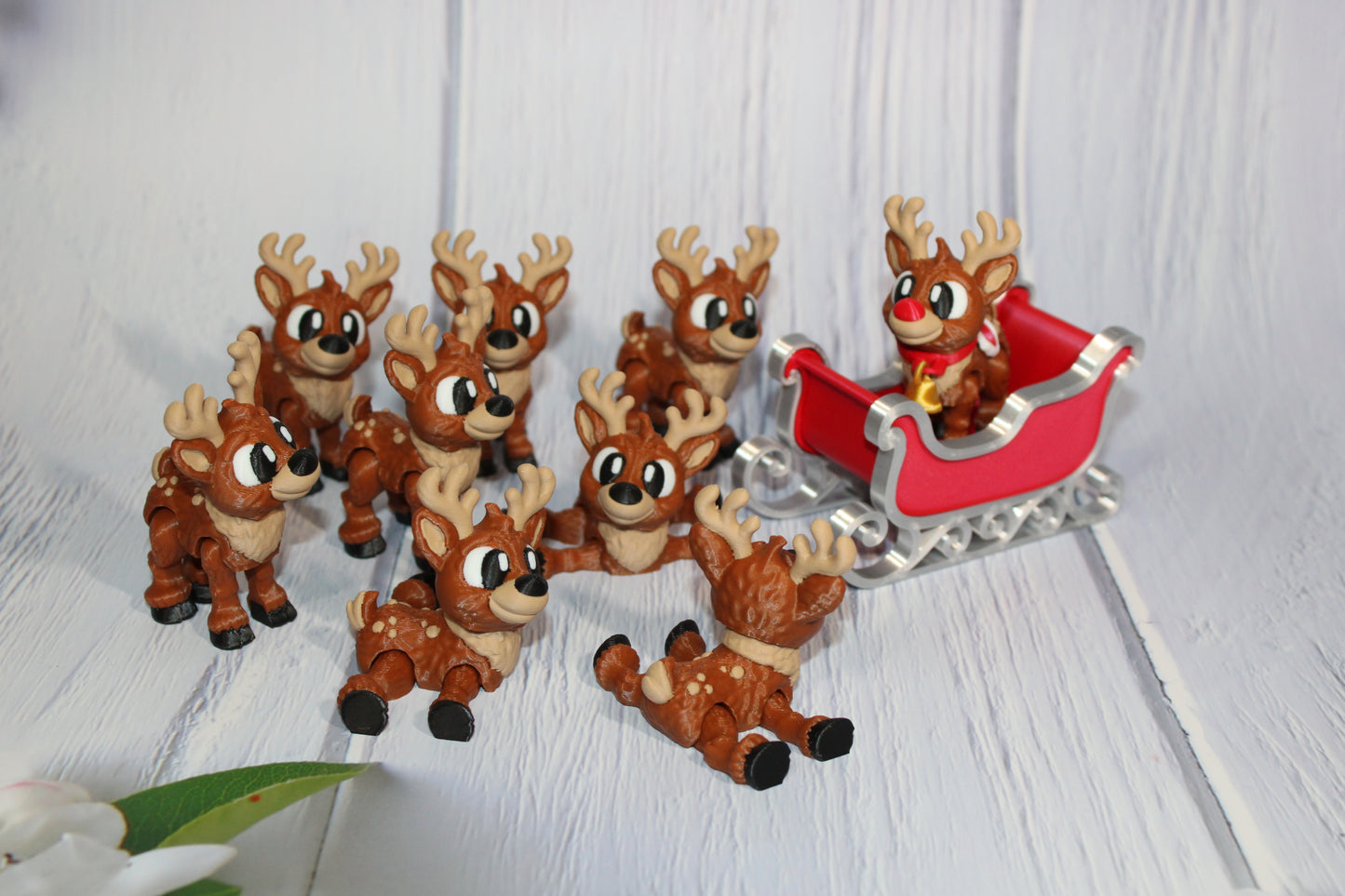 Flexi Reindeer with Sleigh-with 9 Reindeer! Everything Included!!