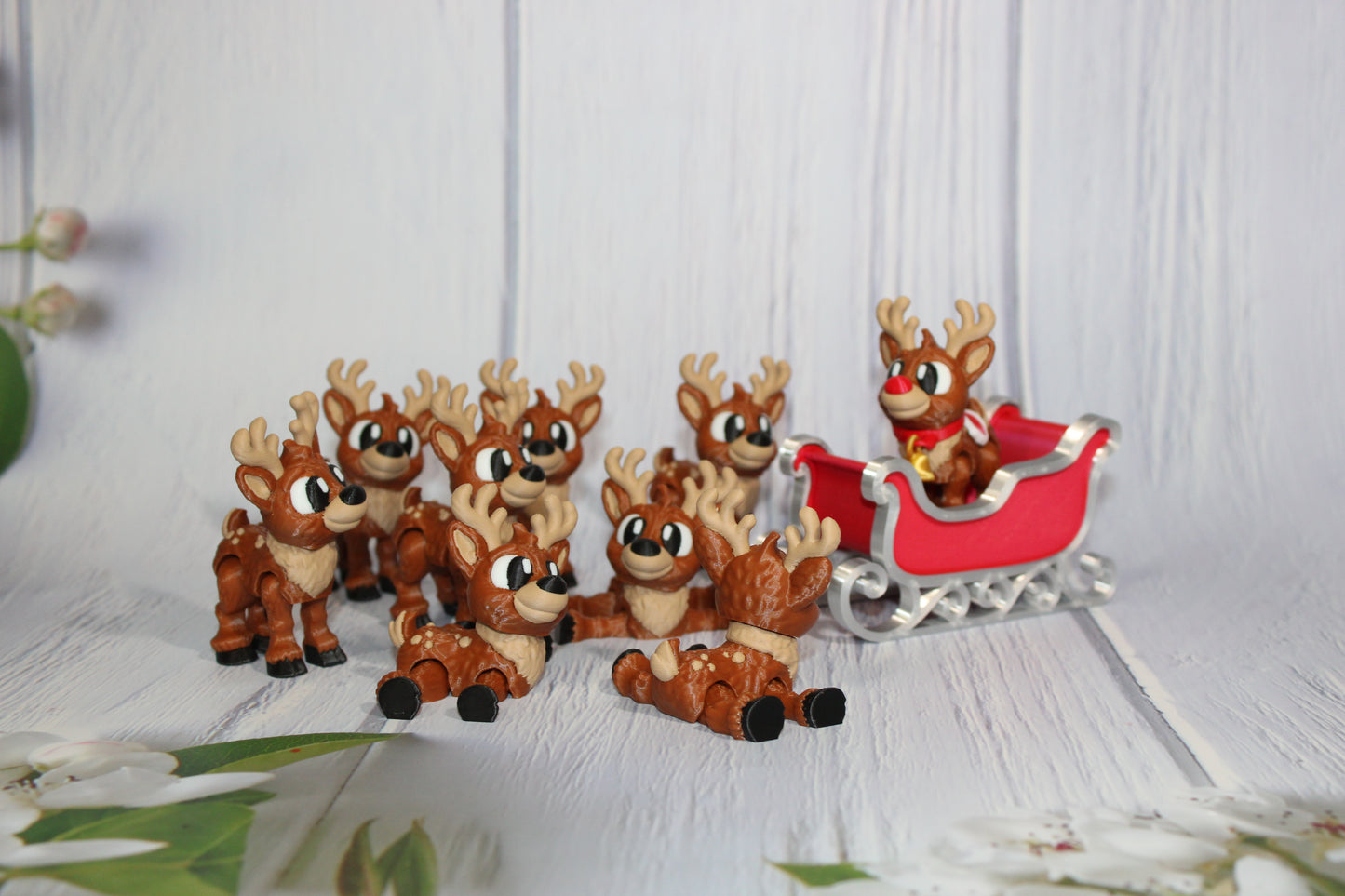 Flexi Reindeer with Sleigh-with 9 Reindeer! Everything Included!!