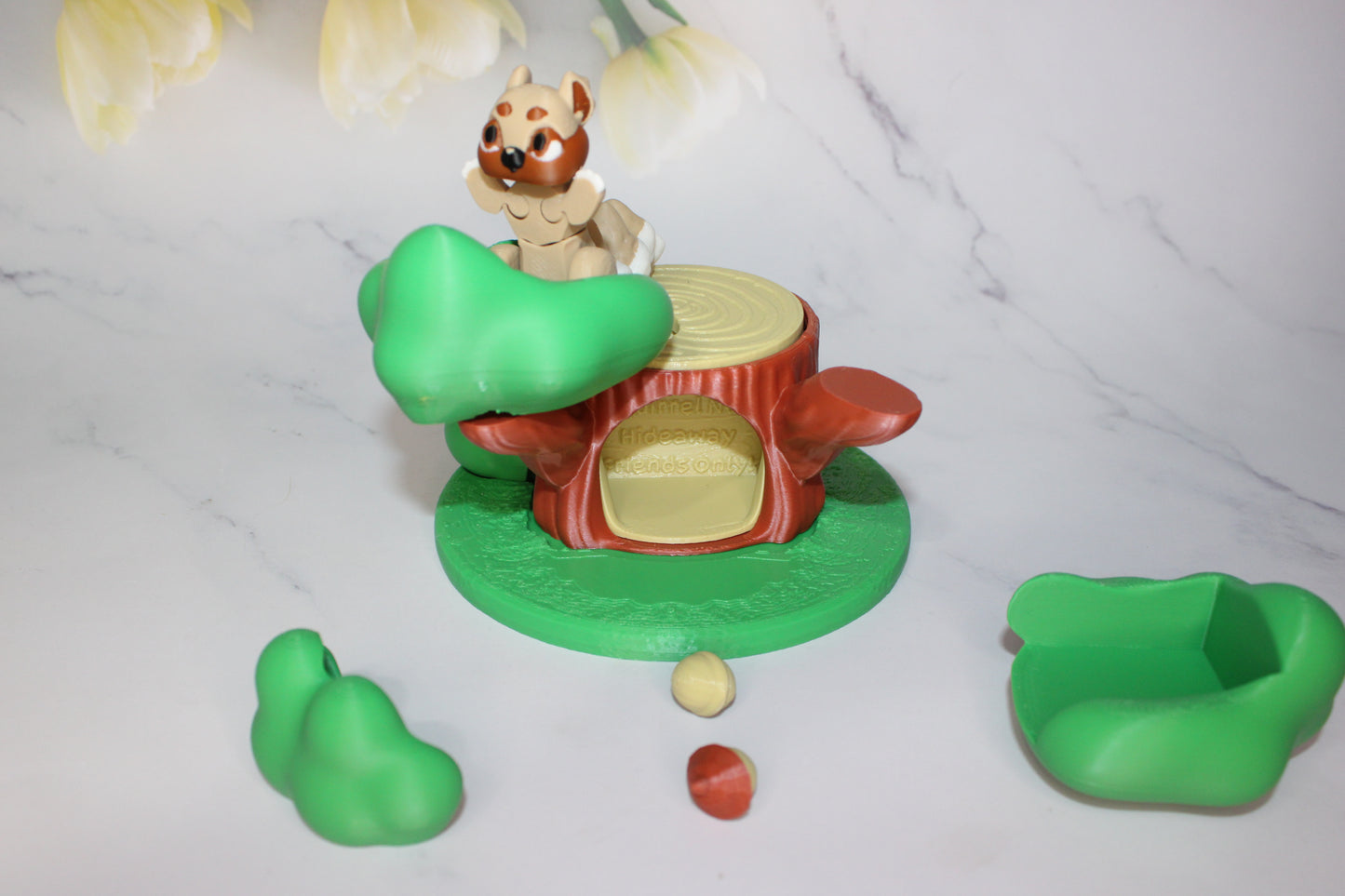 Squirrel 4.25 inches with Tree Habitat Options 3D Printed Articulated Flexi Figurine - Wonderland 3D Printing 