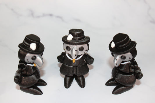Plague Doctor 2.5 inches tall 3d printed articulated Flexi Fidget Toy - Wonderland 3D Printing 