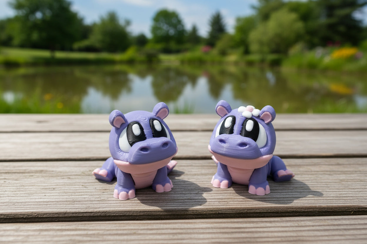 3d printed Flexi Hippos both included-1.75" tall - Wonderland 3D Printing 