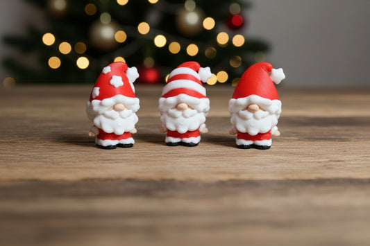 3D Printed Tiny Santa Gnomes 1.75" tall- all 3 included