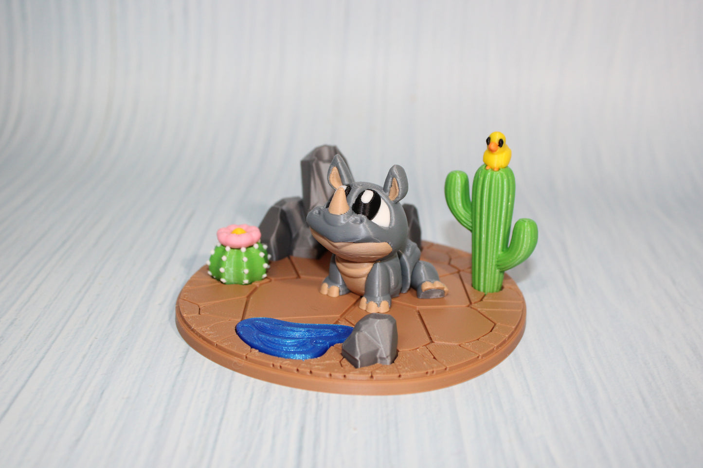 3d printed Rhino with Desert Diorama - Wonderland 3D Printing 