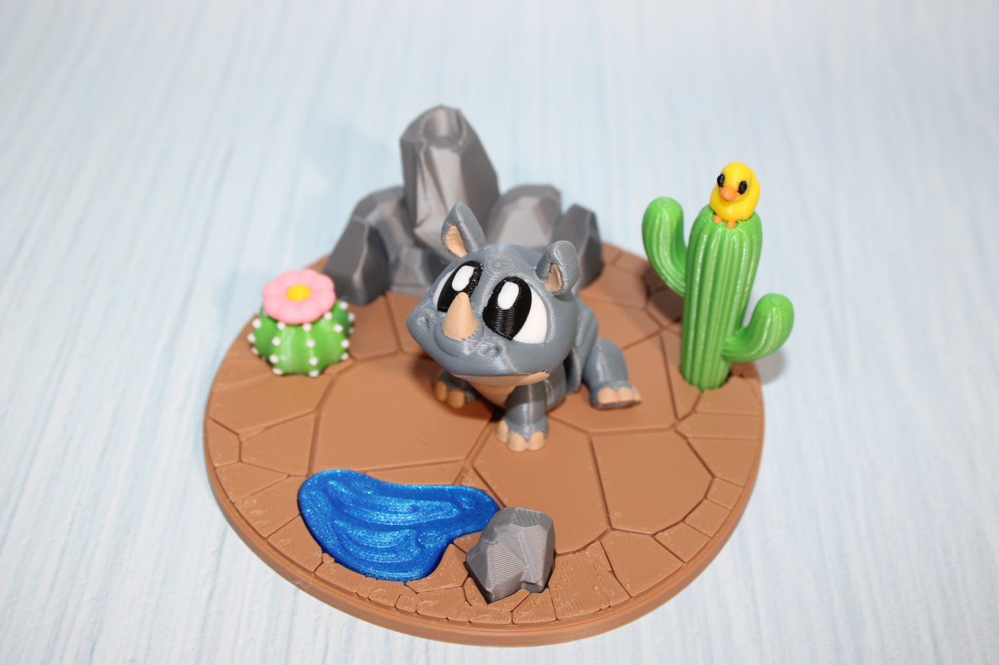 3d printed Rhino with Desert Diorama - Wonderland 3D Printing 