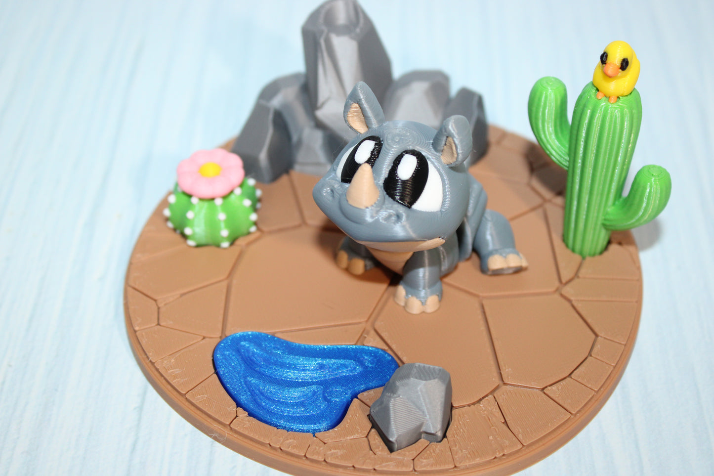 3d printed Rhino with Desert Diorama - Wonderland 3D Printing 