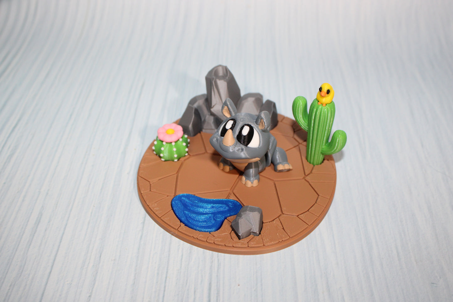 3d printed Rhino with Desert Diorama - Wonderland 3D Printing 