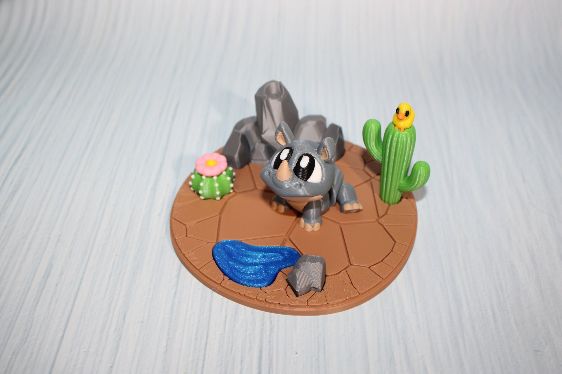 3d printed Rhino with Desert Diorama - Wonderland 3D Printing 
