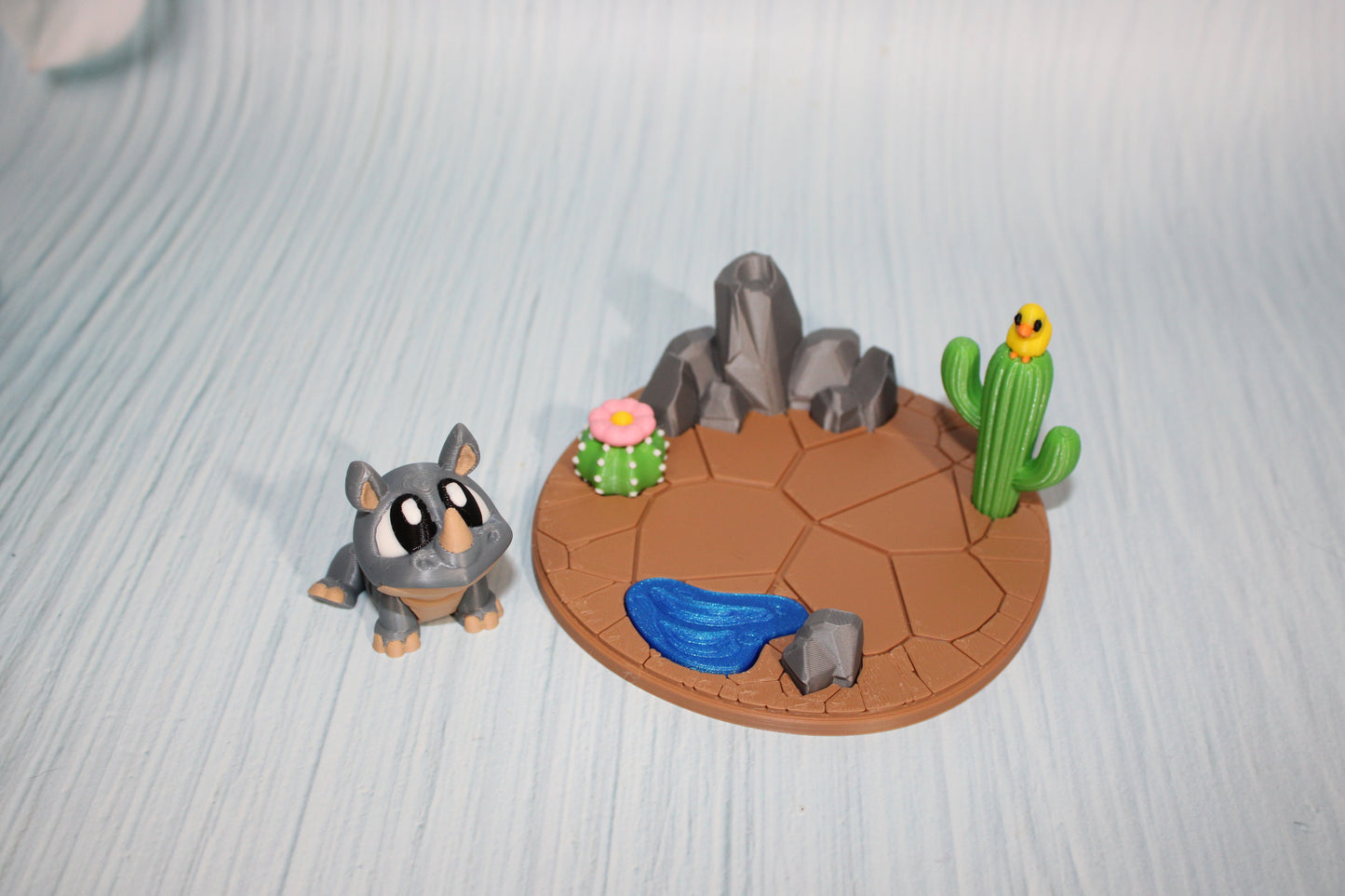 3d printed Rhino with Desert Diorama - Wonderland 3D Printing 