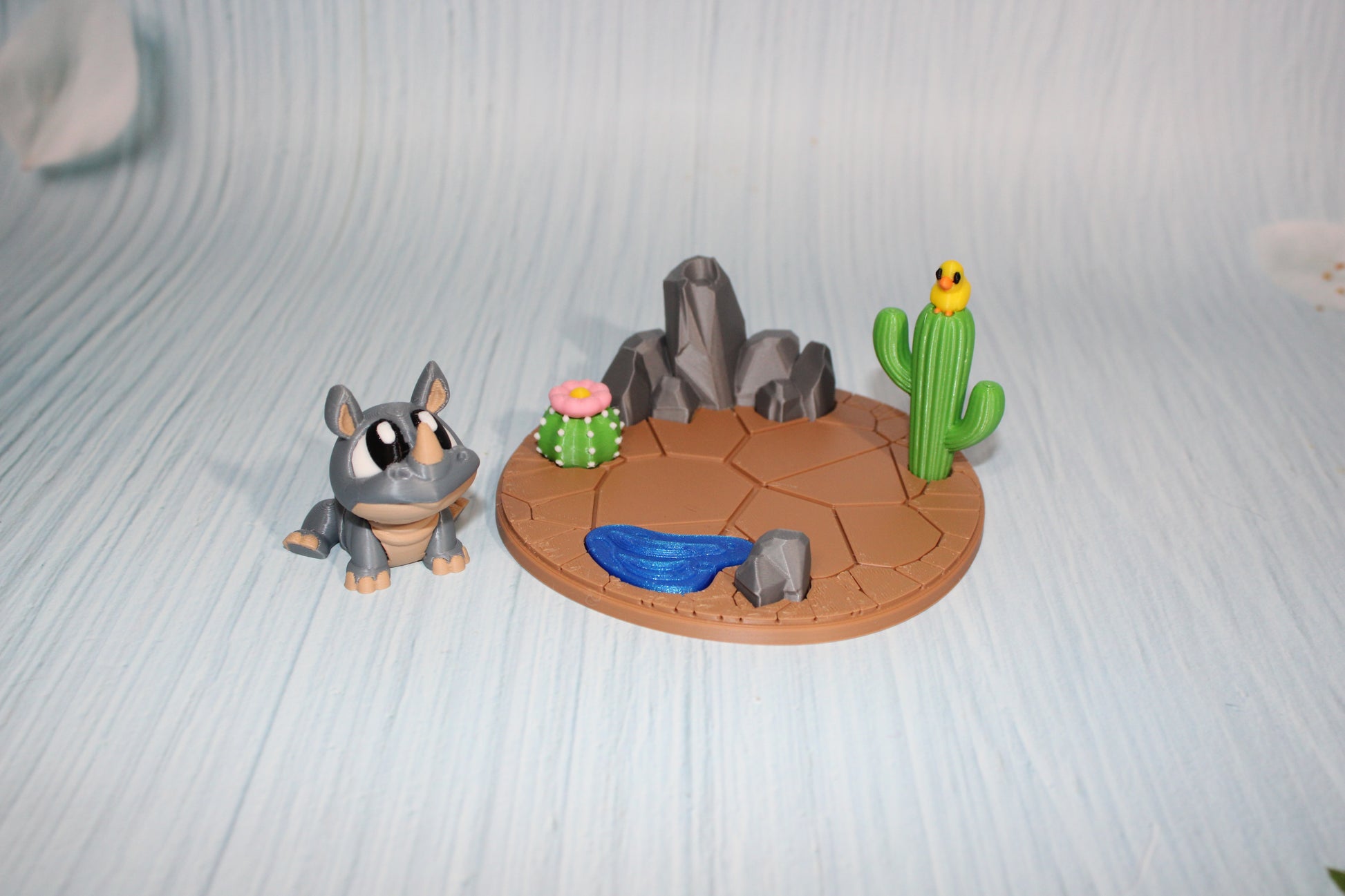 3d printed Rhino with Desert Diorama - Wonderland 3D Printing 