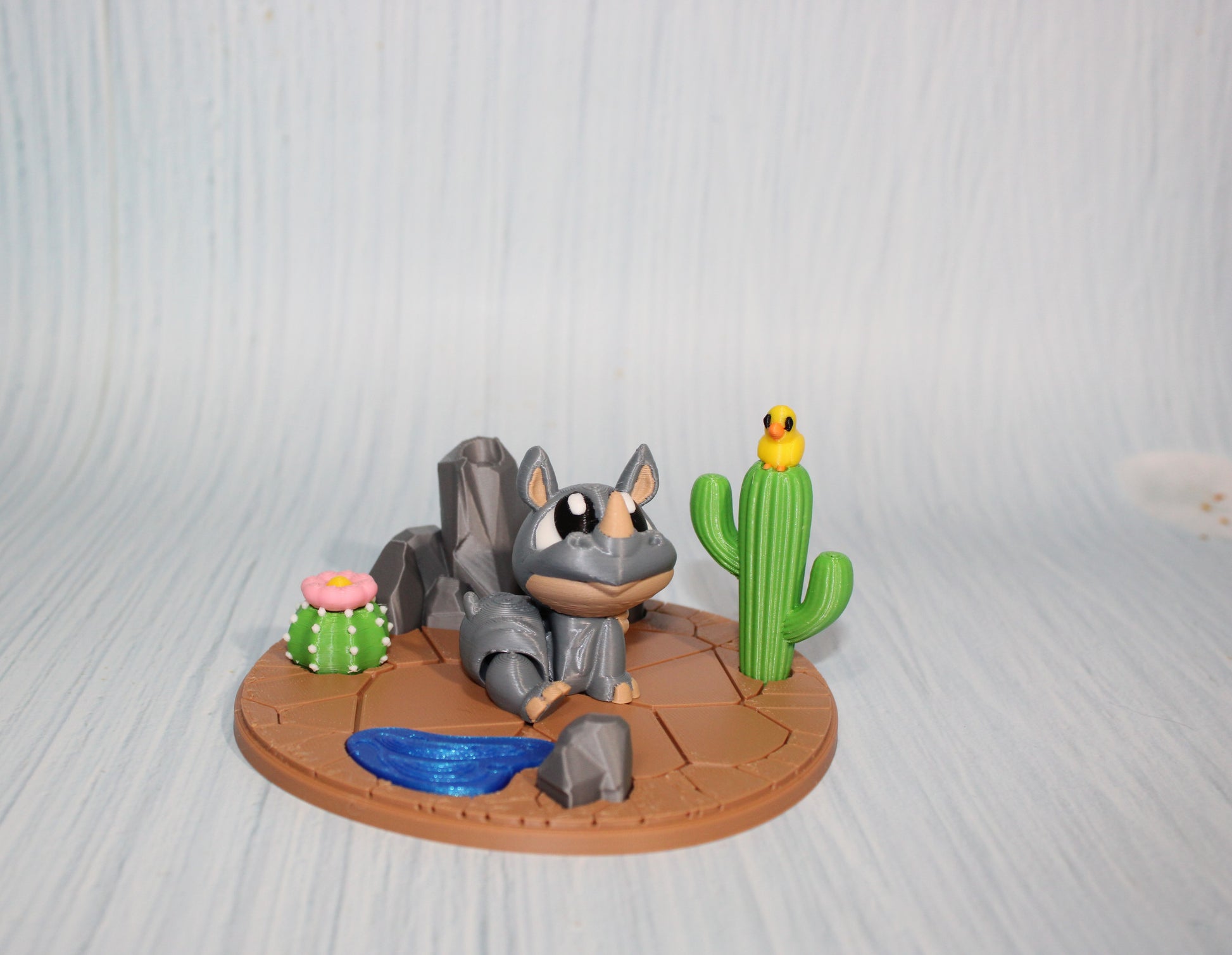 3d printed Rhino with Desert Diorama - Wonderland 3D Printing 