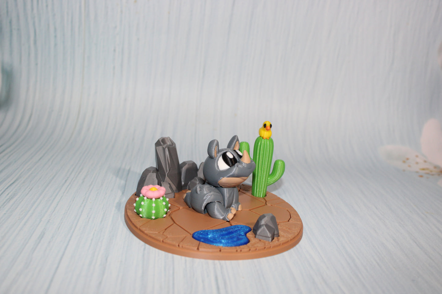 3d printed Rhino with Desert Diorama - Wonderland 3D Printing 