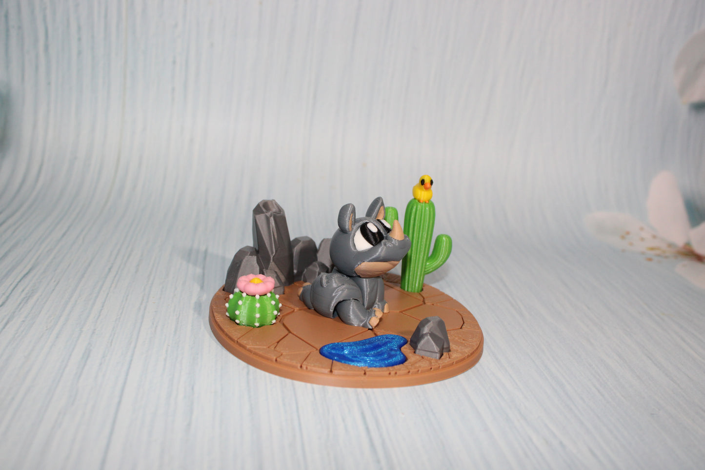 3d printed Rhino with Desert Diorama - Wonderland 3D Printing 