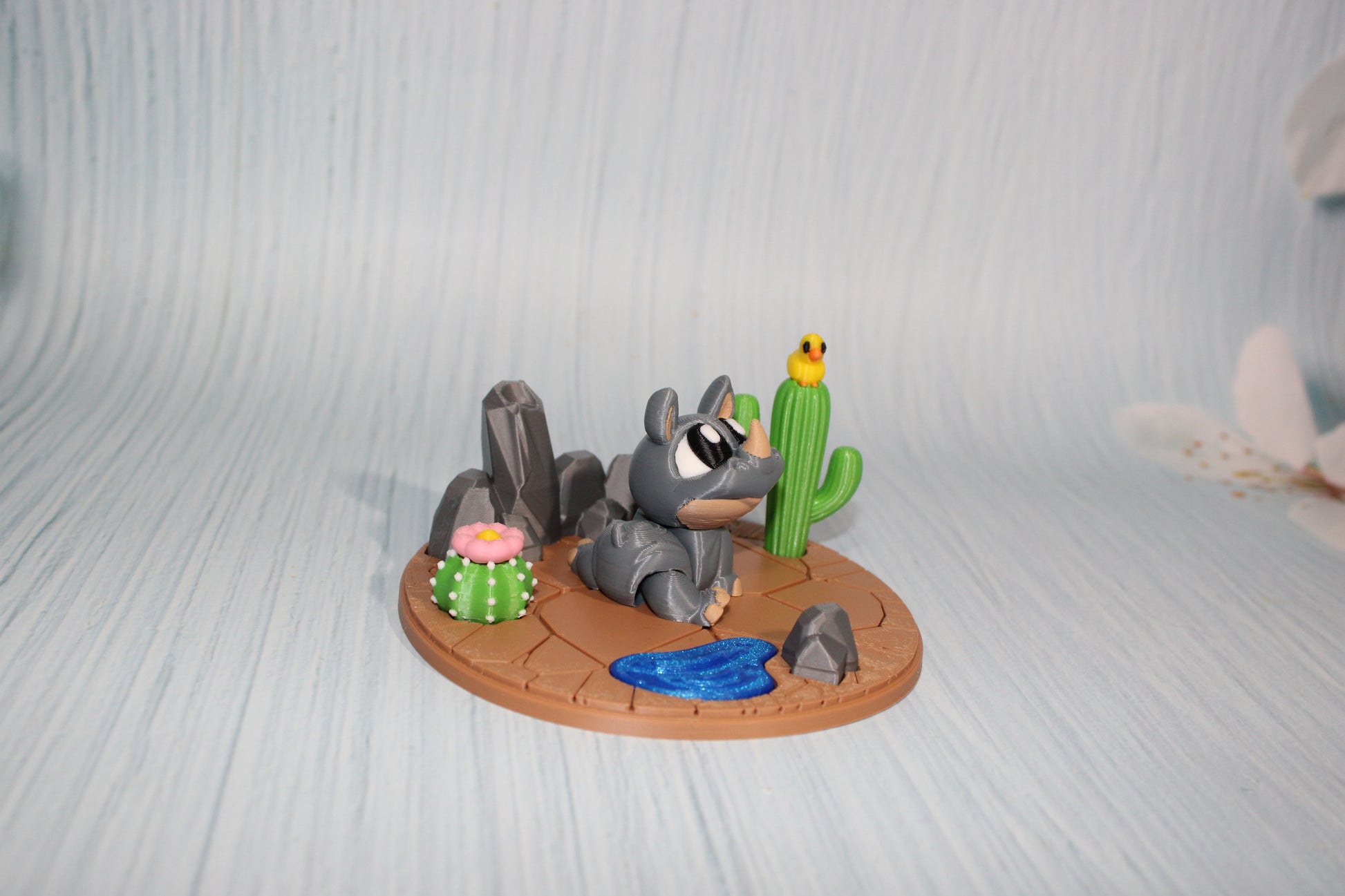 3d printed Rhino with Desert Diorama - Wonderland 3D Printing 