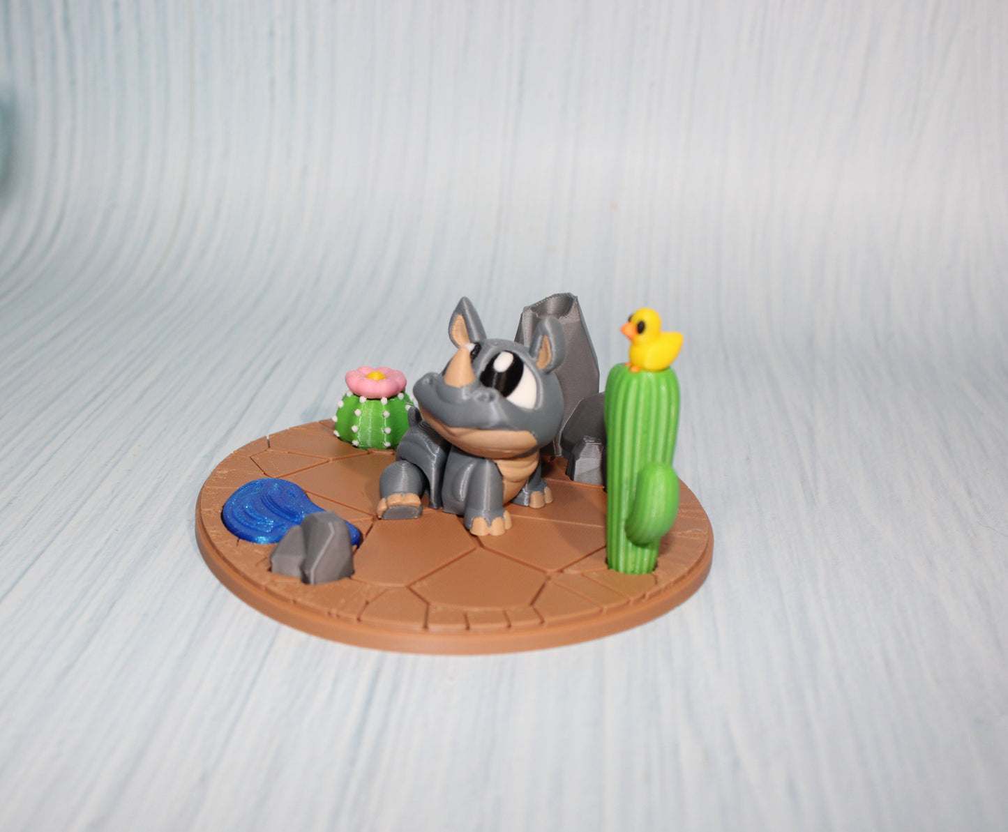 3d printed Rhino with Desert Diorama - Wonderland 3D Printing 