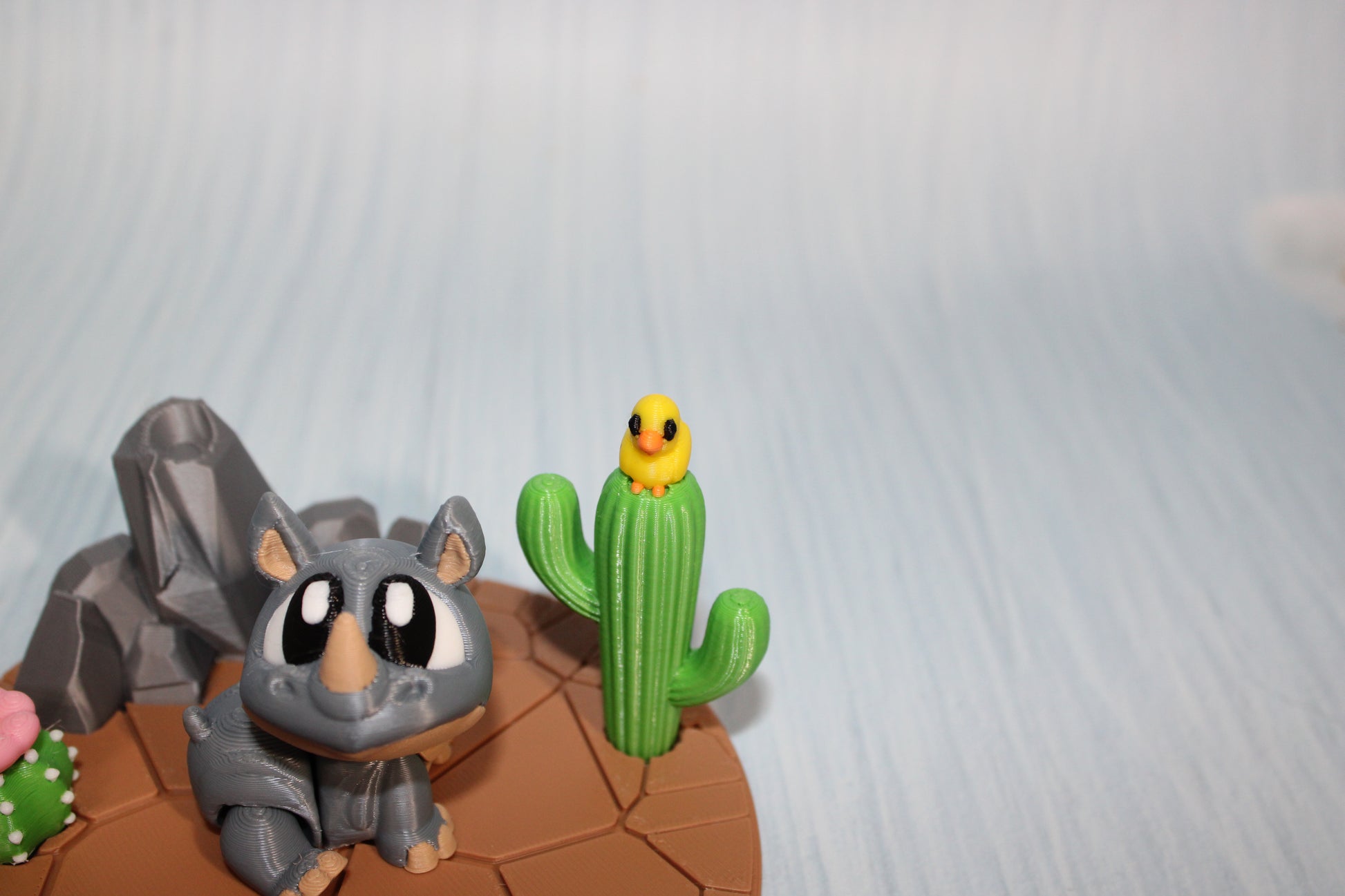 3d printed Rhino with Desert Diorama - Wonderland 3D Printing 