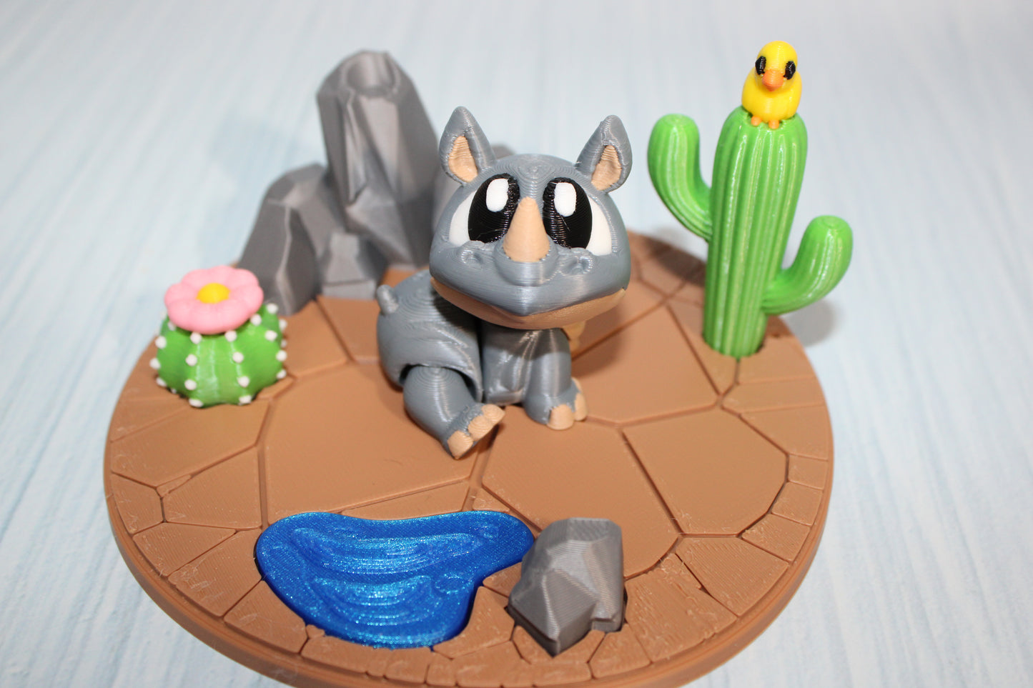 3d printed Rhino with Desert Diorama - Wonderland 3D Printing 