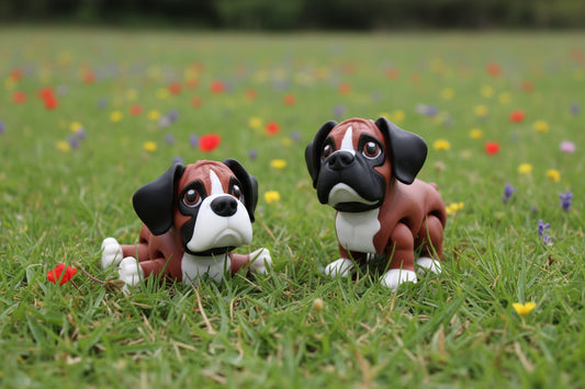 Boxer Dog 3 inches Tall -3D Printed Articulated Flexi Fidget Figurine - Wonderland 3D Printing 