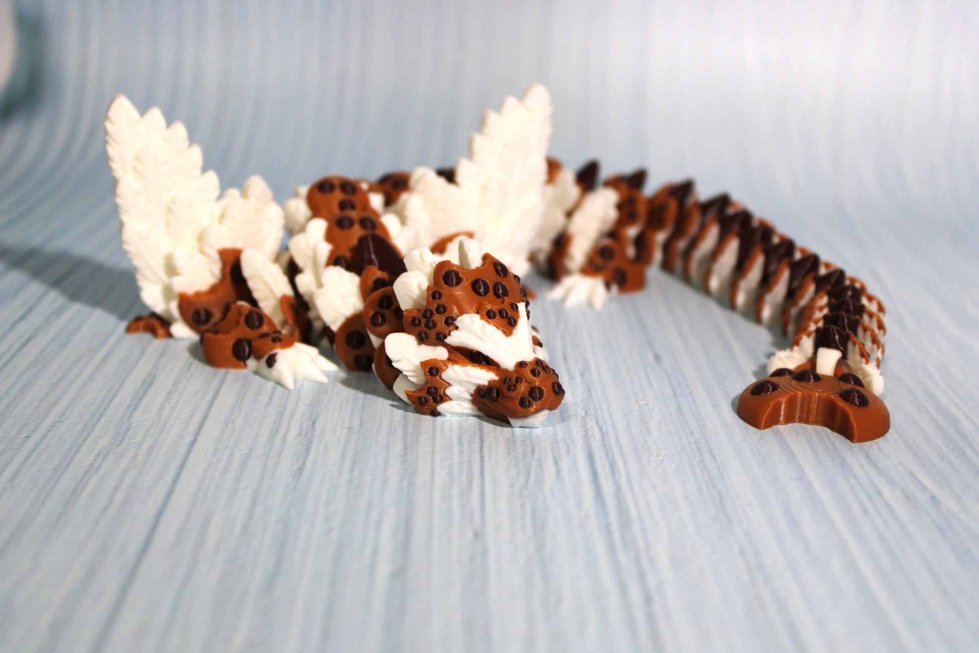Chocolate Chip Cookie Dragon or Baby Dragon 3D Printed Articulated - Wonderland 3D Printing 