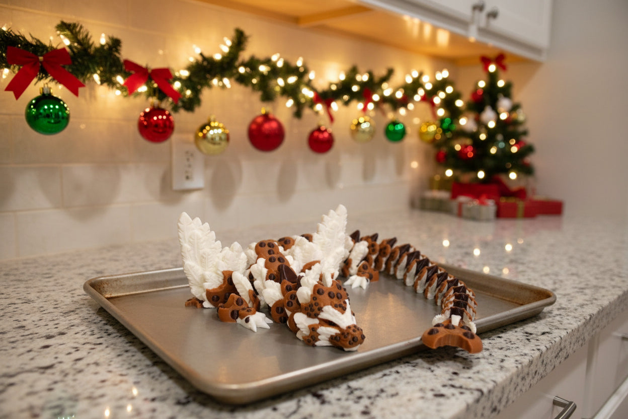 Chocolate Chip Cookie Dragon or Baby Dragon 3D Printed Articulated - Wonderland 3D Printing 