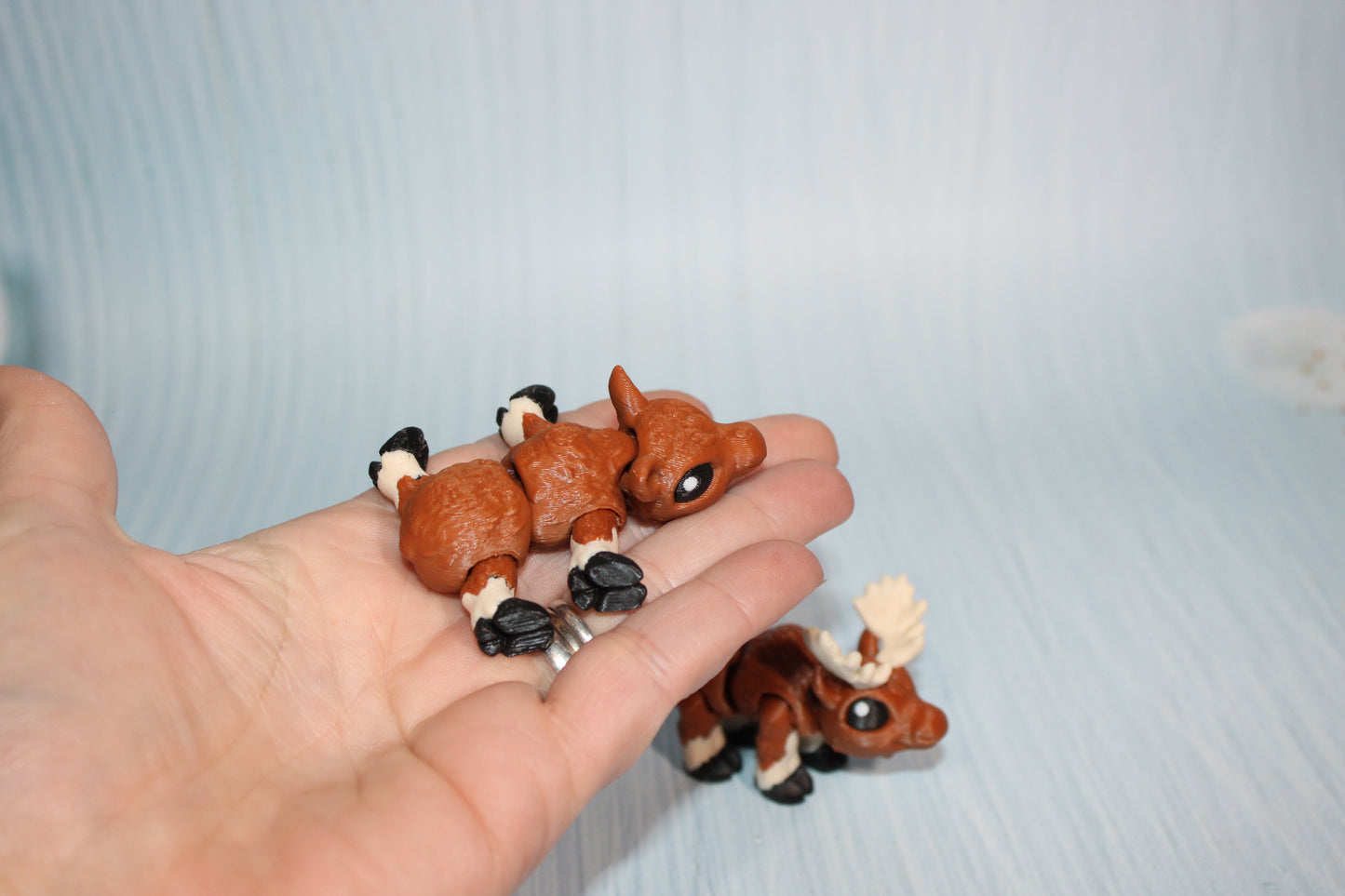 Tiny Moose both Included 3d Printed Flexi 2.5" Long - Wonderland 3D Printing 