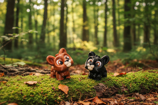 Mini Bear 2.5 inches Articulated 3d Printed Figurine- both Included - Wonderland 3D Printing 