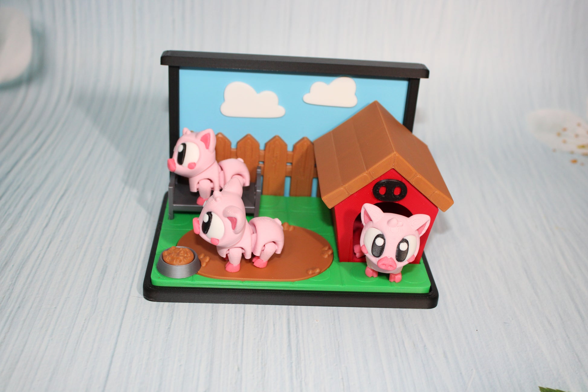 Flexi Piggy Playset -3D Printed Flexi Fidget- Comes with 4 Farm animals - Wonderland 3D Printing 