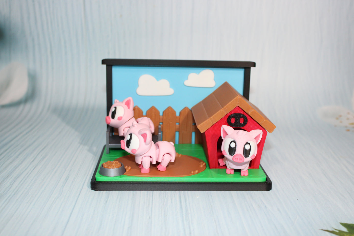 Flexi Piggy Playset -3D Printed Flexi Fidget- Comes with 4 Farm animals - Wonderland 3D Printing 